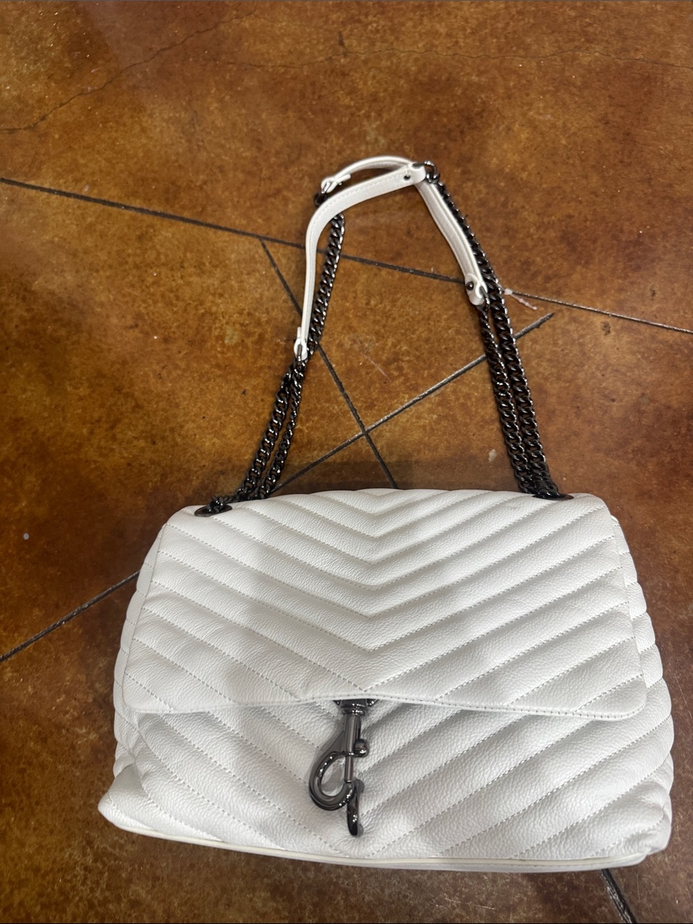 Rebecca Minkoff leather White Quilted Chain-Handle Shoulder Bag